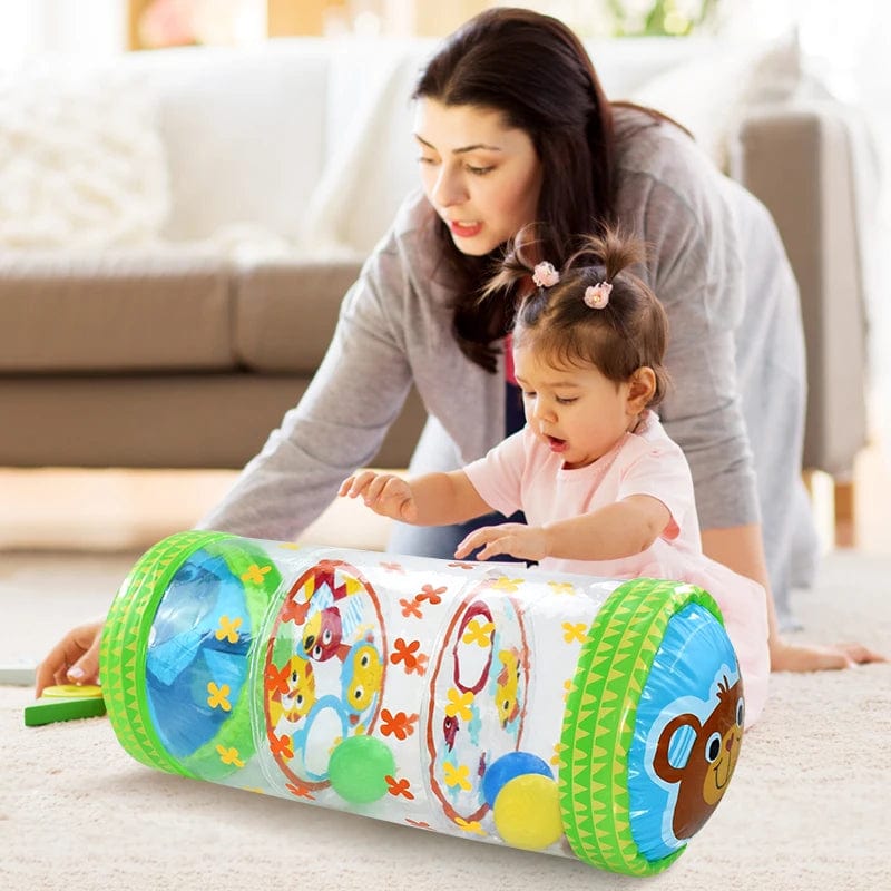 Planet Gates Inflatable Baby Crawling Roller Toy with Rattle and Ball PVC Early Development Fitness Toys Early Educational Toy For Children