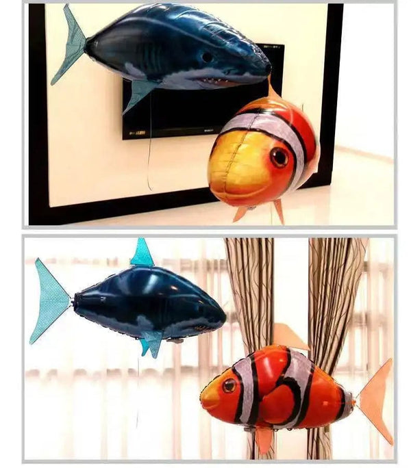 Planet Gates Inflatable Remote Control Shark Toys Air Swimming RC Animal Radio Fly Balloons Clown Fish Animals Novel Toy For Children Boys