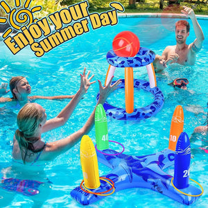 Planet Gates Inflatable toys Swimming Pool Beach accessories Inflatable Ring Throwing Ferrule Game Set Floating Toys Beach Fun Summer Water