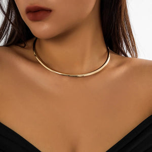 Planet Gates IngeSight.Z Punk Smooth Metal Round Torques Choker Necklace for Women Simple Gold Color Collar Necklace Party Jewelry Gift