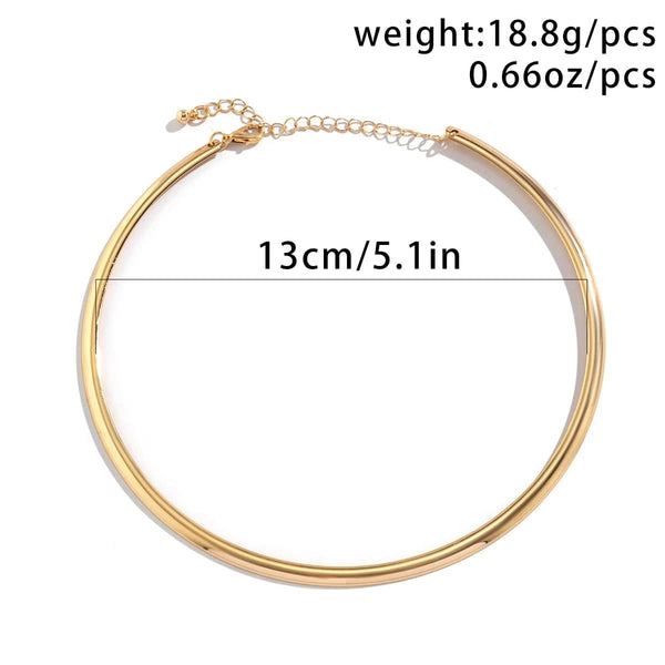 Planet Gates IngeSight.Z Punk Smooth Metal Round Torques Choker Necklace for Women Simple Gold Color Collar Necklace Party Jewelry Gift