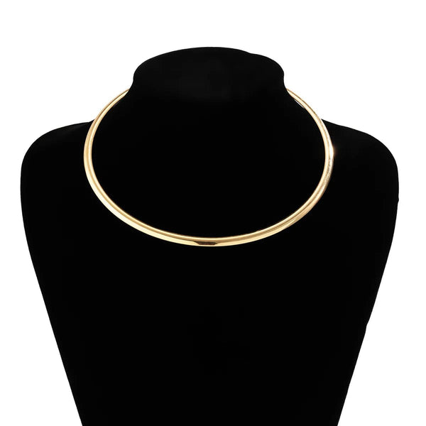 Planet Gates IngeSight.Z Punk Smooth Metal Round Torques Choker Necklace for Women Simple Gold Color Collar Necklace Party Jewelry Gift