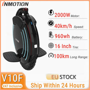 Planet Gates INMOTION V10F EU Stock INMOTION V10F Unicycle 84V 960Wh Battery 2000W Motor 40km/h Top Speed APP Led Light Self Balance Smart V10F EUC E-wheel