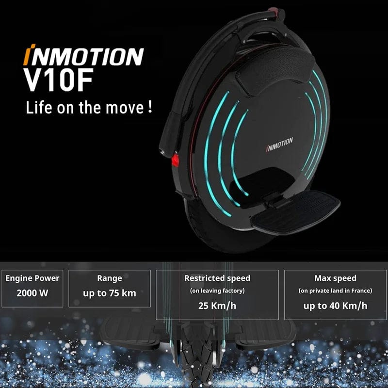 Planet Gates INMOTION V10F EU Stock INMOTION V10F Unicycle 84V 960Wh Battery 2000W Motor 40km/h Top Speed APP Led Light Self Balance Smart V10F EUC E-wheel