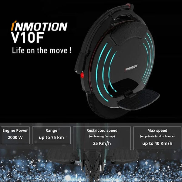 Planet Gates INMOTION V10F EU Stock INMOTION V10F Unicycle 84V 960Wh Battery 2000W Motor 40km/h Top Speed APP Led Light Self Balance Smart V10F EUC E-wheel