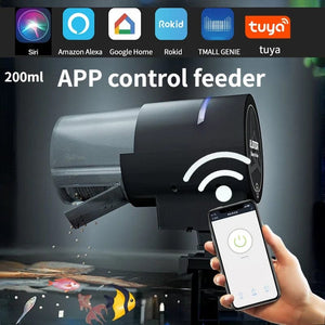 Planet Gates Intelligent feeder Automatic Aquarium Fish Tank Feeder Timing/Wifi Wireless Smart Phone App Intelligent Speaker Voice Remote Control Fish Feeding