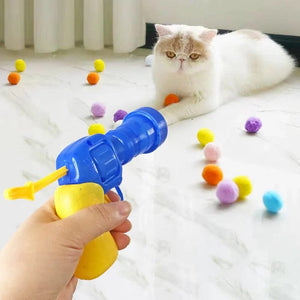 Planet Gates Interactive Launch Training Cat Toys Kittens Mini Shooting Gun Games Stretch Plush Ball Toys Pet Cat Kitten Toy Pet Accessories