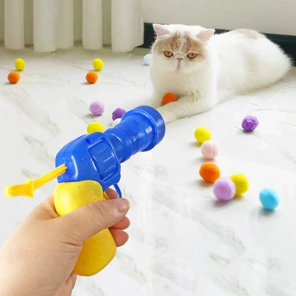 Planet Gates Interactive Launch Training Cat Toys Kittens Mini Shooting Gun Games Stretch Plush Ball Toys Pet Cat Kitten Toy Pet Accessories