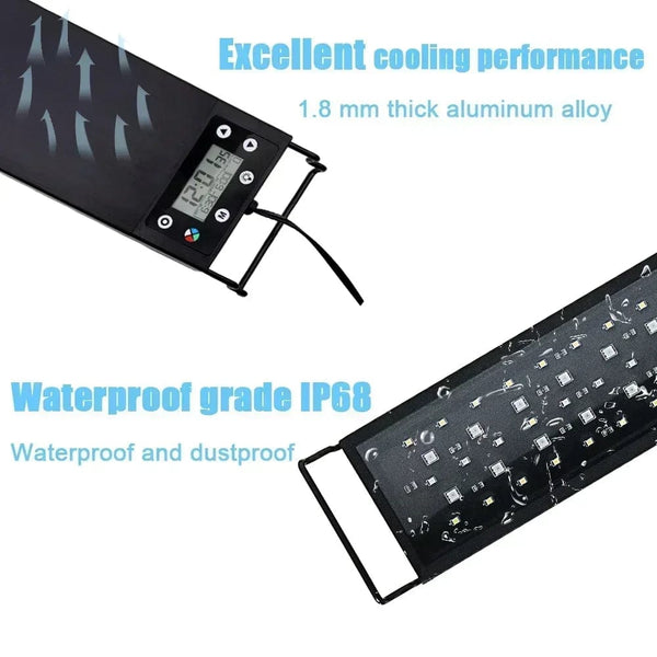 Planet Gates IP68 Waterproof Aquarium LED Light, Full Spectrum Fish Tank Lighting with Aquatic Plant Growth Lamp, 24/7 and 100V-240V, 30-60cm