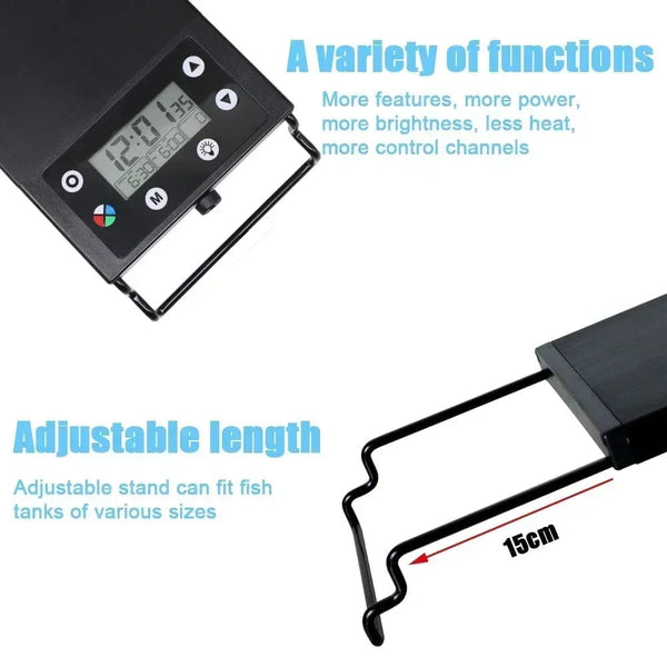 Planet Gates IP68 Waterproof Aquarium LED Light, Full Spectrum Fish Tank Lighting with Aquatic Plant Growth Lamp, 24/7 and 100V-240V, 30-60cm