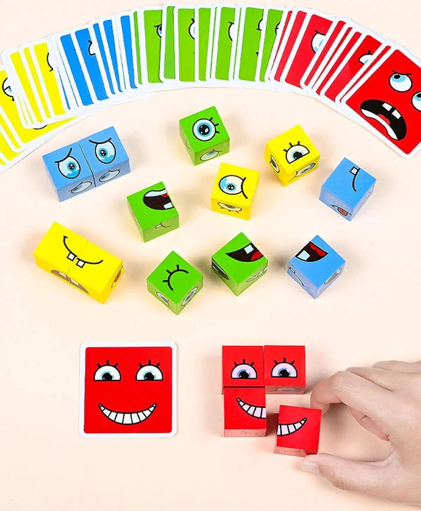 Planet Gates Iron Box / CHINA Kids Emotions Expression Game Wooden Cube Face Changing Board Cartoon Puzzle Toy Montessori Thinking Challenge Games