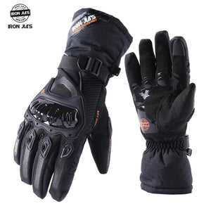 Planet Gates IRON JIA'S Warm Motorcycle Gloves Touch Screen Protective Winter Motorbike Waterproof Windproof Riding Motocross Gloves for Men