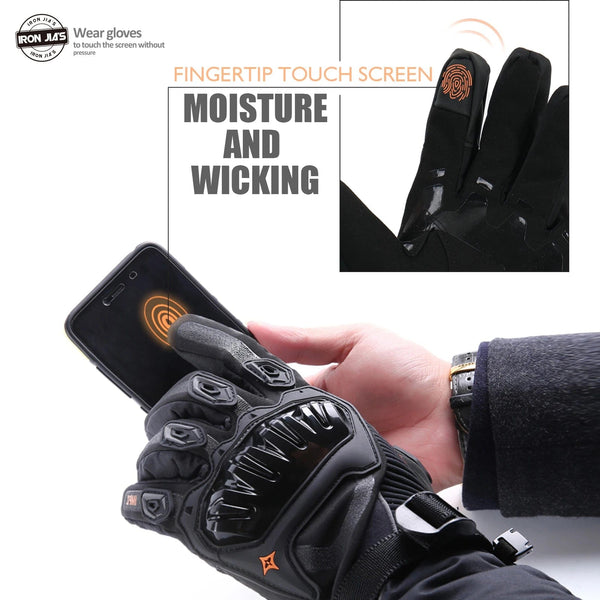 Planet Gates IRON JIA'S Warm Motorcycle Gloves Touch Screen Protective Winter Motorbike Waterproof Windproof Riding Motocross Gloves for Men
