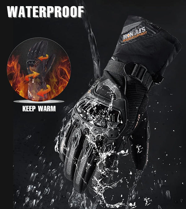 Planet Gates IRON JIA'S Warm Motorcycle Gloves Touch Screen Protective Winter Motorbike Waterproof Windproof Riding Motocross Gloves for Men