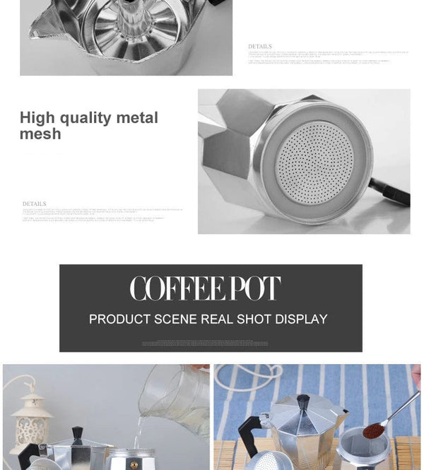 Planet Gates Italian Type Coffee Maker Aluminum Mocha Espresso Percolator Pot Coffee Maker Moka Pot Espresso Shot Maker Espresso Machine