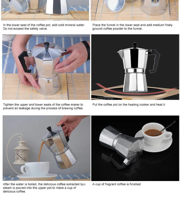 Planet Gates Italian Type Coffee Maker Aluminum Mocha Espresso Percolator Pot Coffee Maker Moka Pot Espresso Shot Maker Espresso Machine