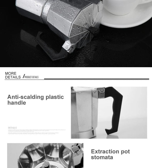 Planet Gates Italian Type Coffee Maker Aluminum Mocha Espresso Percolator Pot Coffee Maker Moka Pot Espresso Shot Maker Espresso Machine