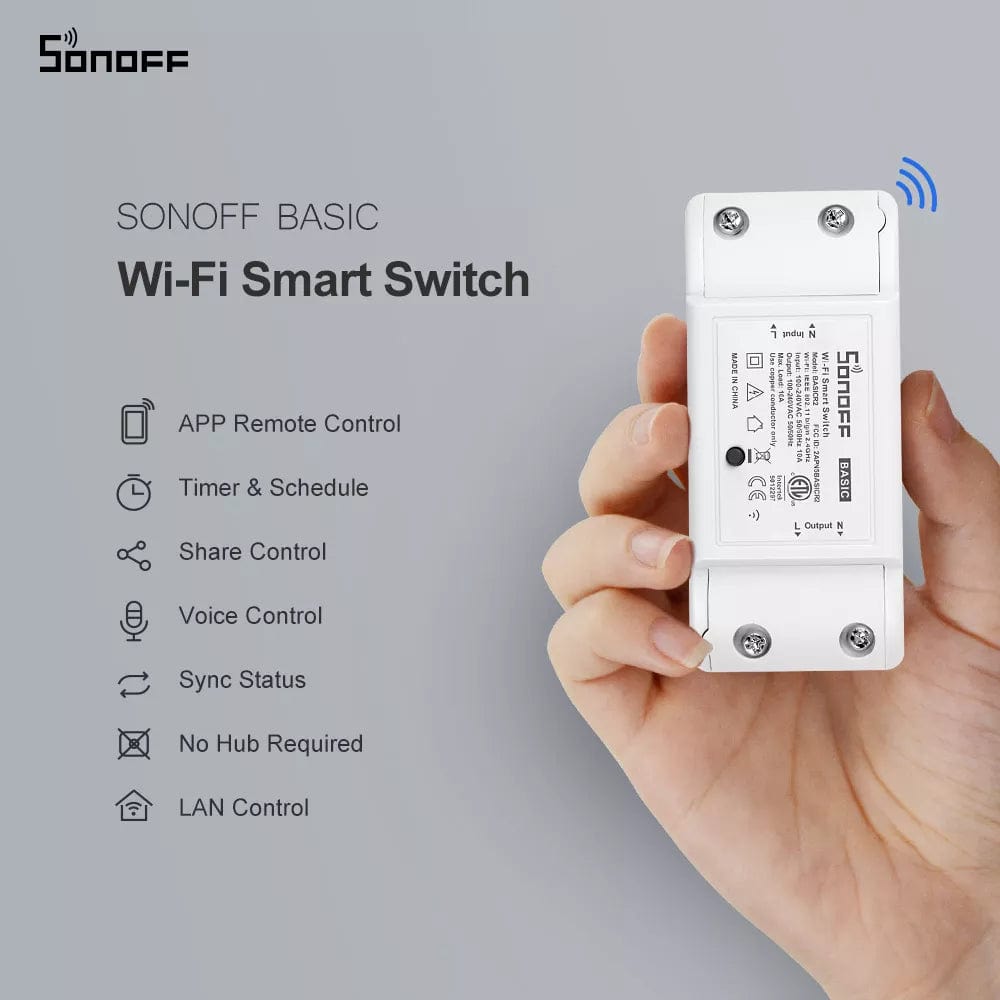Planet Gates Itead SONOFF Basic R2 Mini DIY Module Wifi Light Switch Wireless APP Remote Control Switch 220V  Smart Home Electrical Switches