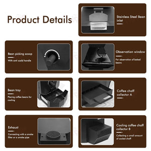 Planet Gates ITOP 500g Coffee Roaster 3 Roasting Programs Easy and Fun Operation Household Coffee Bean Roasting Machine with Smoke Filter