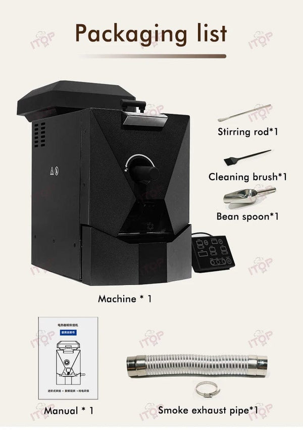 Planet Gates ITOP 500g Coffee Roaster 3 Roasting Programs Easy and Fun Operation Household Coffee Bean Roasting Machine with Smoke Filter