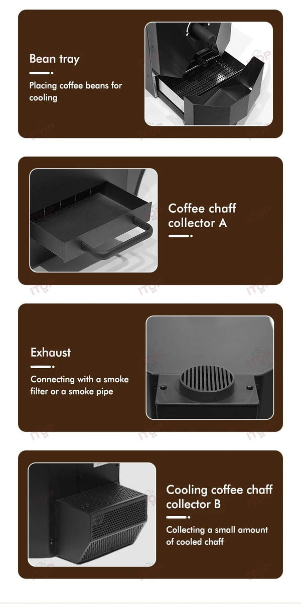 Planet Gates ITOP 500g Coffee Roaster 3 Roasting Programs Easy and Fun Operation Household Coffee Bean Roasting Machine with Smoke Filter