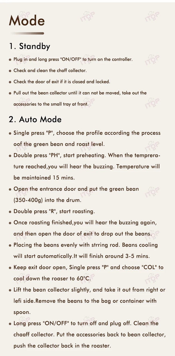 Planet Gates ITOP 500g Coffee Roaster 3 Roasting Programs Easy and Fun Operation Household Coffee Bean Roasting Machine with Smoke Filter