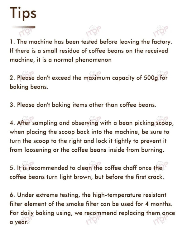 Planet Gates ITOP 500g Coffee Roaster 3 Roasting Programs Easy and Fun Operation Household Coffee Bean Roasting Machine with Smoke Filter