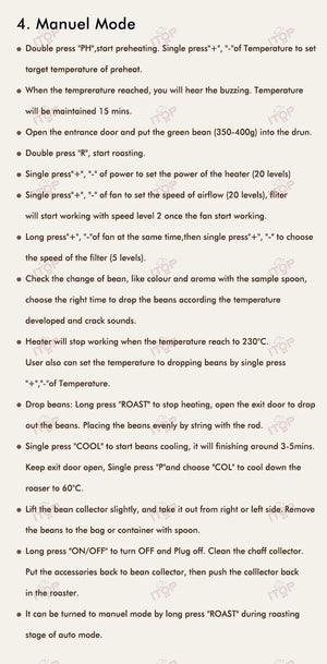 Planet Gates ITOP 500g Coffee Roaster 3 Roasting Programs Easy and Fun Operation Household Coffee Bean Roasting Machine with Smoke Filter