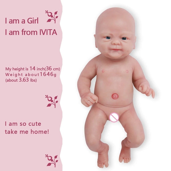 Planet Gates IVITA WG1512 14inch 1.65kg Full Body Silicone Bebe Reborn Doll "coco" Soft Dolls Realistic Girl Baby DIY Blank Toys for Children