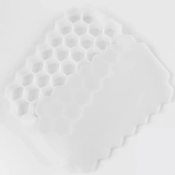 Planet Gates Ivory 37 Cavity Honeycomb Ice Cube Trays Reusable Silicone Ice Cube Mold BPA Free Ice Maker with Removable Lids