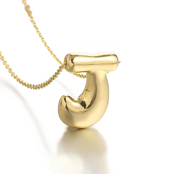 Planet Gates J Greatera Gold Color Chunky Balloon Bubble Initial Letter Pendant Choker Necklaces for Women Custom Personalized Jewelry