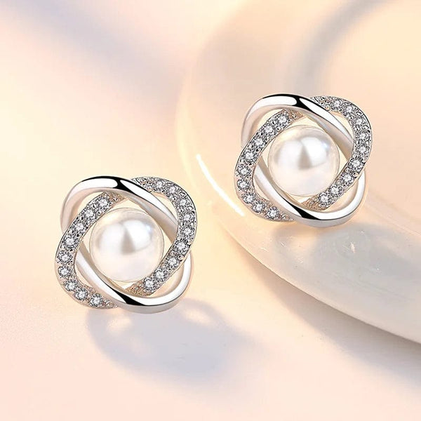 Planet Gates J94 925 Sterling Silver Female Luxury Crystal Round Stud Earrings Vintage Wedding Jewelry White Zircon Stone Earrings Wholesale