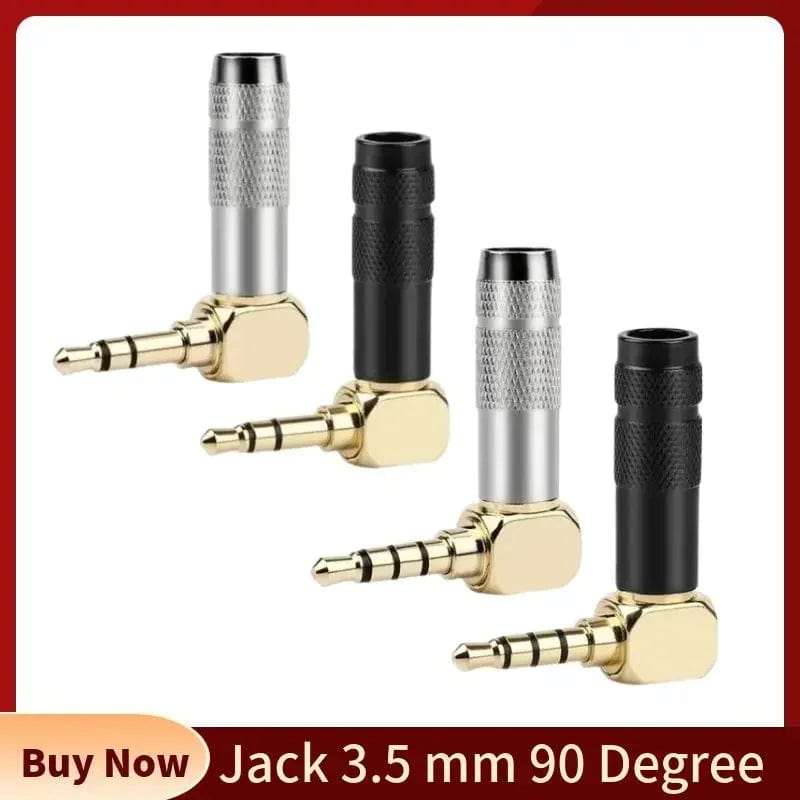 Planet Gates Jack 3.5mm 90 Degree For Soldering 1/8" 3 4 Pole Earphone Plug Audio Connector Right Angle Gold Plated 3.5 Consumer Electronics