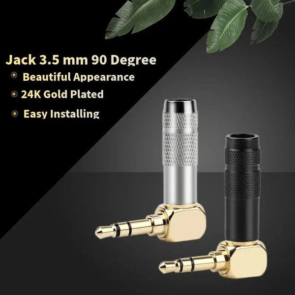 Planet Gates Jack 3.5mm 90 Degree For Soldering 1/8" 3 4 Pole Earphone Plug Audio Connector Right Angle Gold Plated 3.5 Consumer Electronics