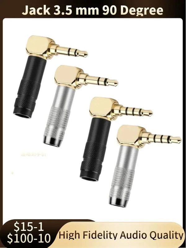 Planet Gates Jack 3.5mm 90 Degree For Soldering 1/8" 3 4 Pole Earphone Plug Audio Connector Right Angle Gold Plated 3.5 Consumer Electronics