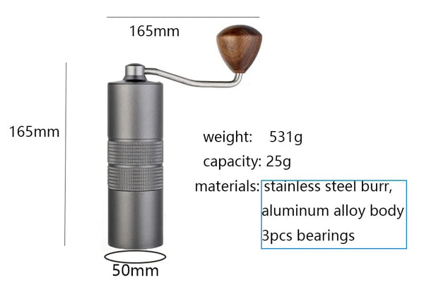 Planet Gates JAFFEE J0/J1 manual coffee grinder with 38mm 5core/7core burr 3 bearings  portable coffee mill Adjustable espresso grinder