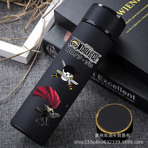 Planet Gates Japan Anime One Piece 304 Stainless Steel Thermos Cup Cartoon Pattern Luffy Roronoa Zoro Action Figure High Capacity Water Cup