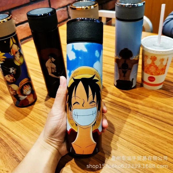 Planet Gates Japan Anime One Piece 304 Stainless Steel Thermos Cup Cartoon Pattern Luffy Roronoa Zoro Action Figure High Capacity Water Cup