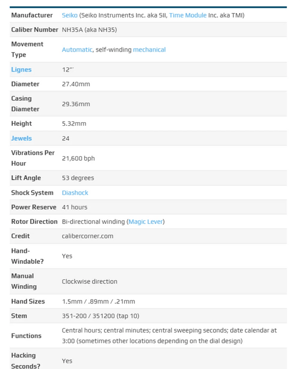 Planet Gates Japan Genuine NH35 Automatic Mechanical Movement High Accuracy 24 Jewels Mod Watch Replacement NH35A Date at 3:00