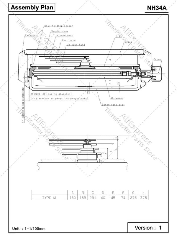 Planet Gates Japan  nh34 Movement New Original 24 jewels nh34a gmt 4 Hands 4R34 GMT Date Watch Automatic Metal High Accuracy Winding