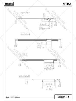 Planet Gates Japan  nh34 Movement New Original 24 jewels nh34a gmt 4 Hands 4R34 GMT Date Watch Automatic Metal High Accuracy Winding