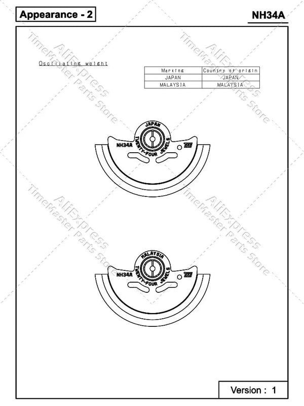 Planet Gates Japan  nh34 Movement New Original 24 jewels nh34a gmt 4 Hands 4R34 GMT Date Watch Automatic Metal High Accuracy Winding