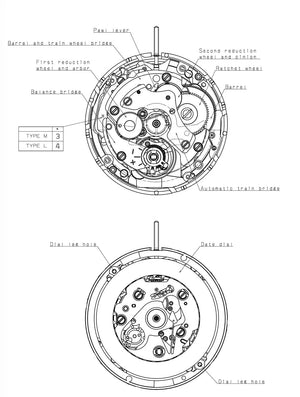 Planet Gates Japan NH35 Movement Automatic Mechanical High Accuracy Japona TMI NH35A-3 Watch Calendar Mechanism Wrist Day Date Set