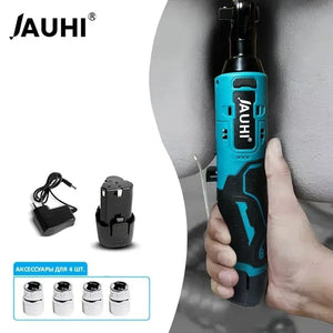Planet Gates JAUHI 12V Cordless Electric Wrench 3/8'' Right Angle Ratchet Wrench Angle Drill Screwdriver Removal Screw Nut Car Repair Tool