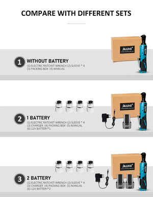 Planet Gates JAUHI 12V Cordless Electric Wrench 3/8'' Right Angle Ratchet Wrench Angle Drill Screwdriver Removal Screw Nut Car Repair Tool