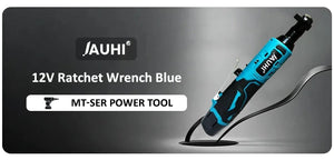 Planet Gates JAUHI 12V Cordless Electric Wrench 3/8'' Right Angle Ratchet Wrench Angle Drill Screwdriver Removal Screw Nut Car Repair Tool