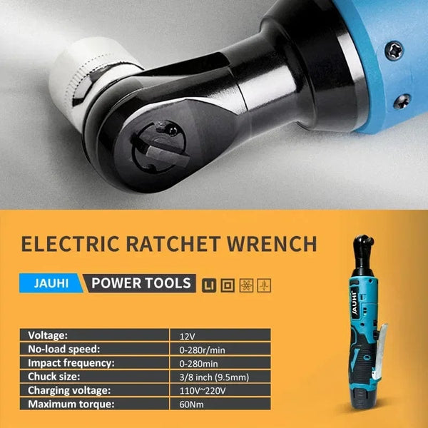 Planet Gates JAUHI 12V Impact Wrench Cordless Rechargeable Electric Wrench 3/8 Inch Right Angle Ratchet Wrenches Impact Driver Power Tool