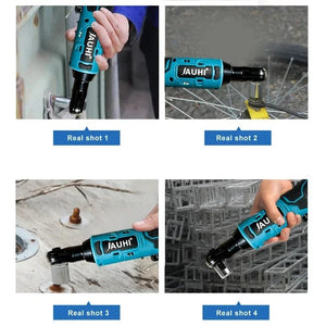 Planet Gates JAUHI 12V Impact Wrench Cordless Rechargeable Electric Wrench 3/8 Inch Right Angle Ratchet Wrenches Impact Driver Power Tool