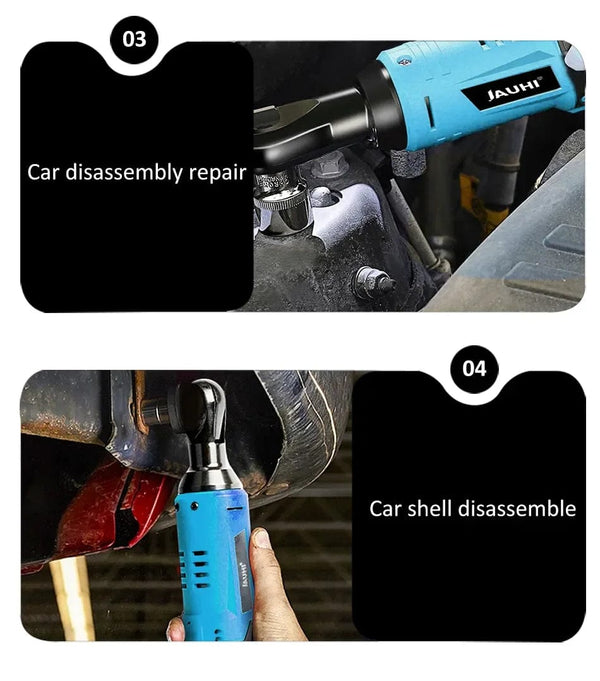 Planet Gates JAUHI 12V Impact Wrench Cordless Rechargeable Electric Wrench 3/8 Inch Right Angle Ratchet Wrenches Impact Driver Power Tool