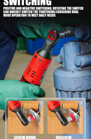 Planet Gates JAVN 12V Cordless Electric Wrench, 45NM 3/8'' Ratchet Wrench, Removal Screw Nut ,Car Repair Tools, Right Angle Wrench, Powe